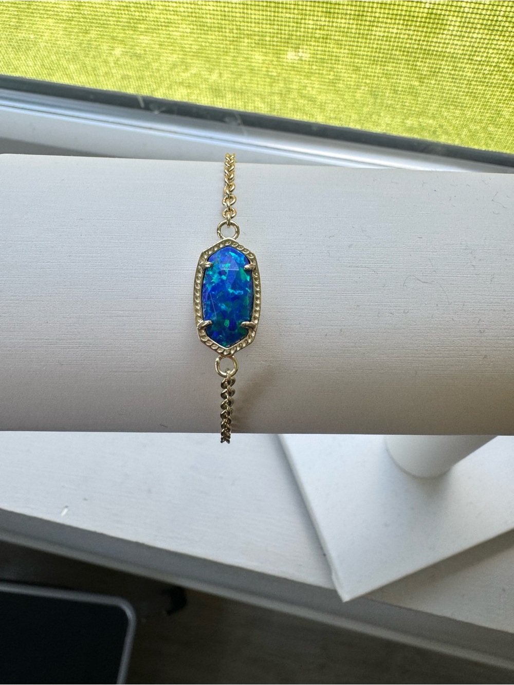 Kendra Scott adjustable Gold Bracelet with Blue Opal Stone